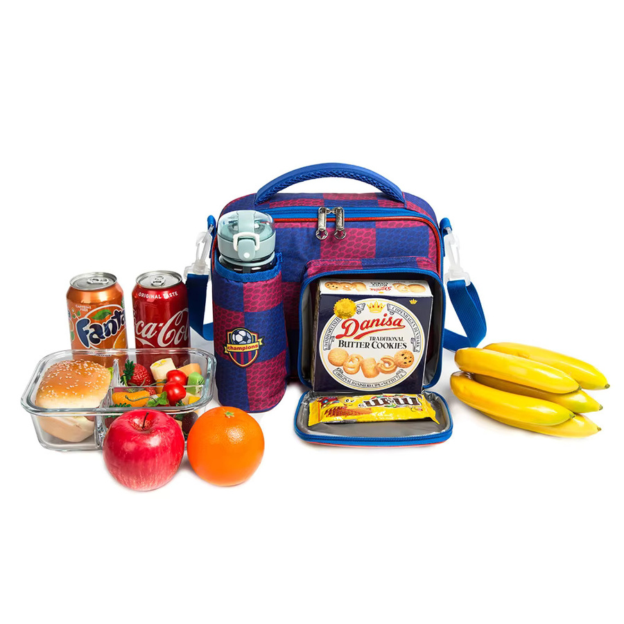 DANIVIVI Lunch-Set für Grundschulkinder in Braun und Multicolour mit Lunchbox, Flaschenhalter und Handtasche - Bild 3