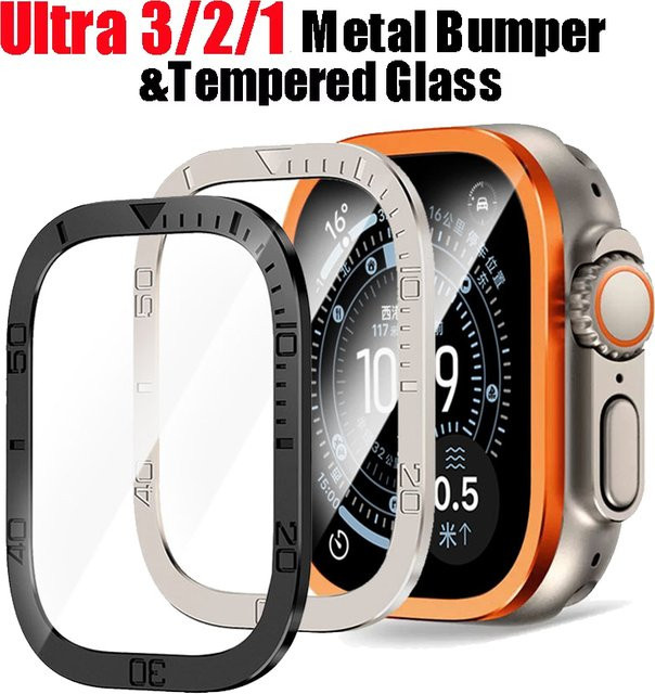 Apple Displayschutzfolie für Apple Watch Ultra, Edelstahl, Silber - Bild 1