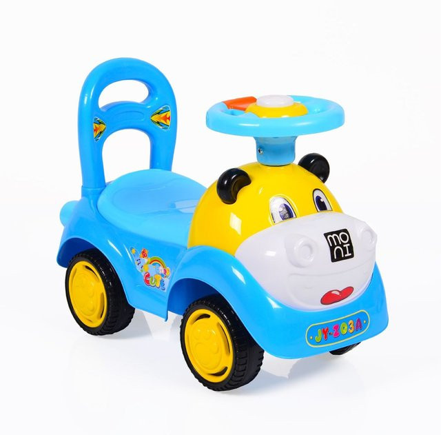 Moni Rutscher Tier Kinderauto blau mit Hupe und Musikfunktion - Bild 1