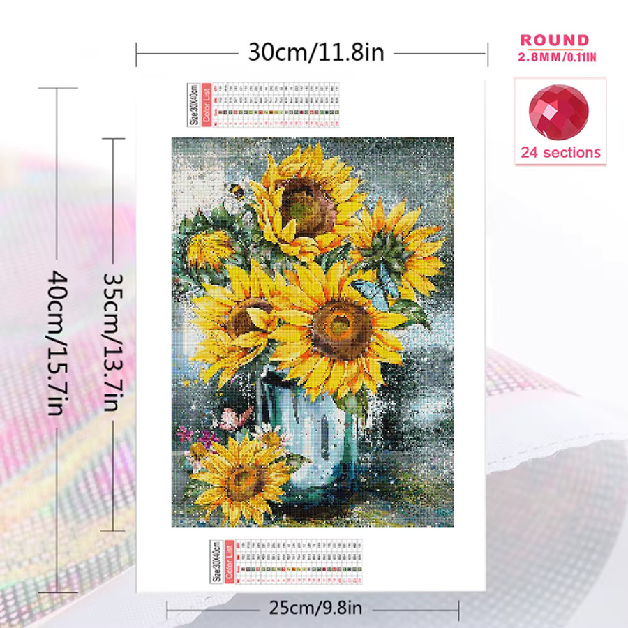 Momoart Diamant-Mosaik Set Sonnenblumen DIY Kunst-Diamantmalerei in Gelb B/H/T: 30,0 x 20,0 x 20,0 cm - Bild 2