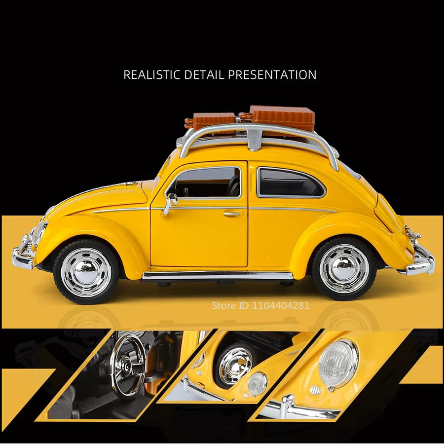 MAKEDA Käfer 1955 GSR, Modell Spielzeug, 1:32, Metall, mit Licht und Sound - Bild 1