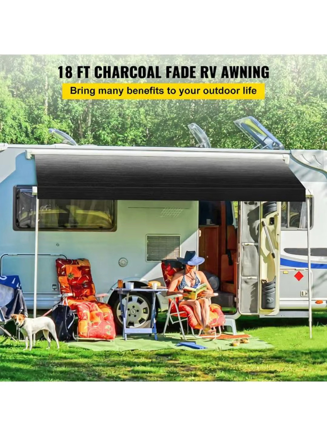 Wohnwagen-Vordach Outdoor-Campingplane in Grau mit Kohle-Farbverlauf, wasserdichter Sonnenschutz aus PVC-beschichtetem Vinyl, B: 524 cm, T: 240 cm - Bild 8