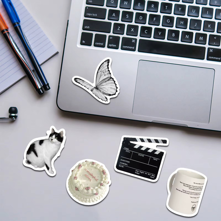 60 Stück Apathy Sticker Set in Schwarz-Weiß für Laptop, Notizbuch und Dekoration - Bild 3