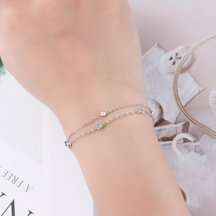 CYCUFF Armband, 925 Sterlingsilber, Doppelkette, Damen - Bild 2