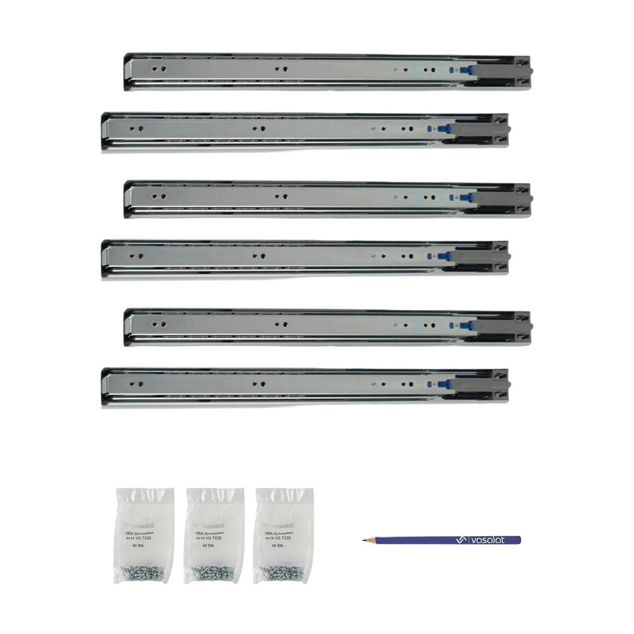 vasalat Kugelauszug Softclose Vollauszug mit Dämpfung, Farbe: Silber, 2 Paar, Länge: 450 mm - Bild 2