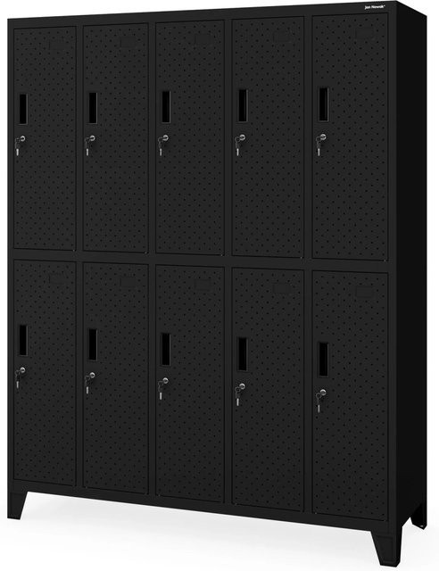 BARTEK PRO Arbeitsschutz-Kleiderschrank Schwarz mit 10 Fächern, Kleiderstange und Schloss, H: 172 cm, B: 136 cm, T: 45 cm - Bild 1