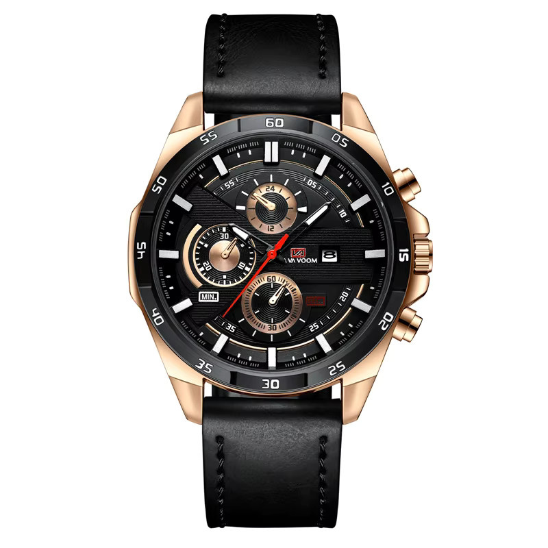 VA VA VOOM Armbanduhr, Quarz, Roségold, Leder, 46 mm, Herren - Bild 6
