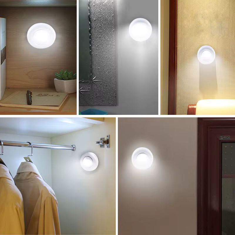 MeeToo COB LED Unterbauleuchte rund mit selbstklebender Montage, weiße Nachtlampe für Schrank, Kleiderschrank und Schubladen - Bild 4