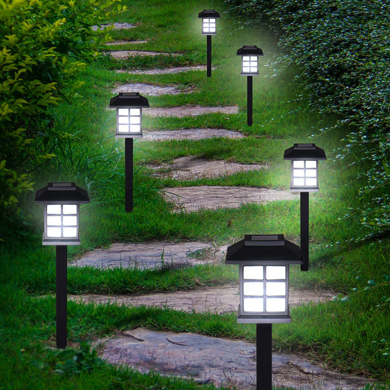 monzana LED Solarleuchten 6er-Set Schwarz mit Dämmerungssensor und Erdspieß für Garten, Terrasse und Balkon - Bild 2