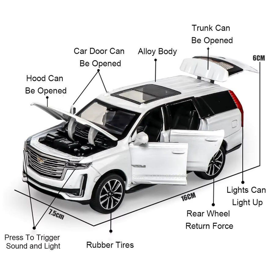 MAKEDA Escalade Mini-Spielzeugauto, SUV, Maßstab 1:32, mit Licht und Sound - Bild 3