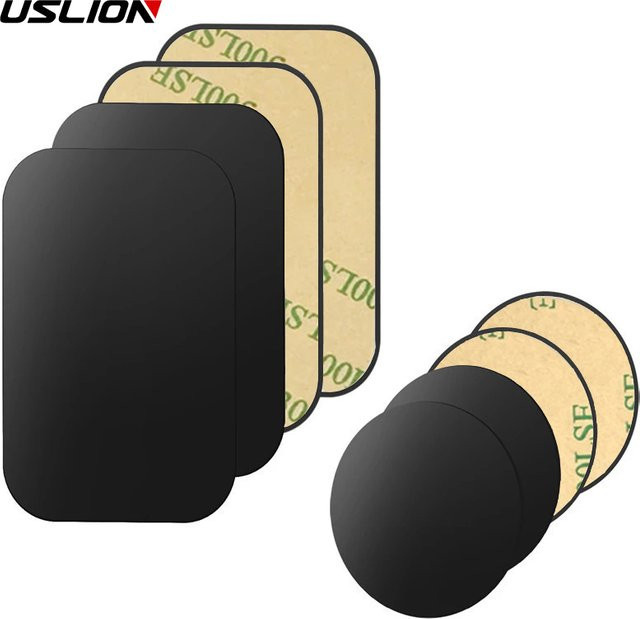 USLION Magnetische Metallplatte in Silber als universelles Eisenblech für magnetische Autotelefonhalter und Handy-Magnethalterungen - Bild 1