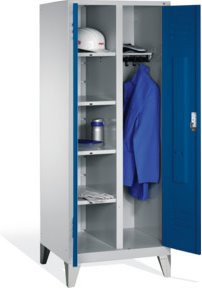 C+P Wäsche-Spind Classic mit 2 Abteilen auf Füßen, Front Enzianblau und Korpus Lichtgrau, H: 185 cm, B: 81 cm, T: 50 cm - Bild 1