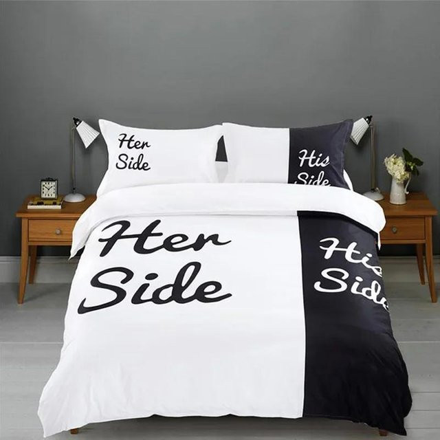Jessica Chen Bettwäsche-Set Schwarz-Weiß Deine Seite Seine Seite 3-teilig, B/H: 180 x 210 cm - Bild 1