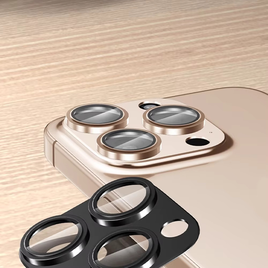 DIXSG Kamera Objektiv Schutz Film für iPhone 11 12 13 14 15 Pro Max 15 Plus mit Metall Ring in Schwarz - Bild 2