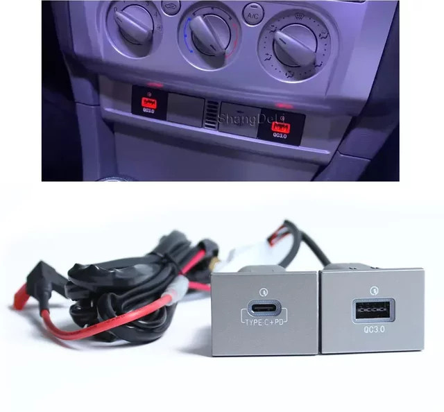 ShangDeLi Doppel USB Ladeadapter für Ford Focus 2004-2011 mk2 mit QC 3.0 und USB-C PD Port für 12V/24V Fahrzeuge - Bild 1