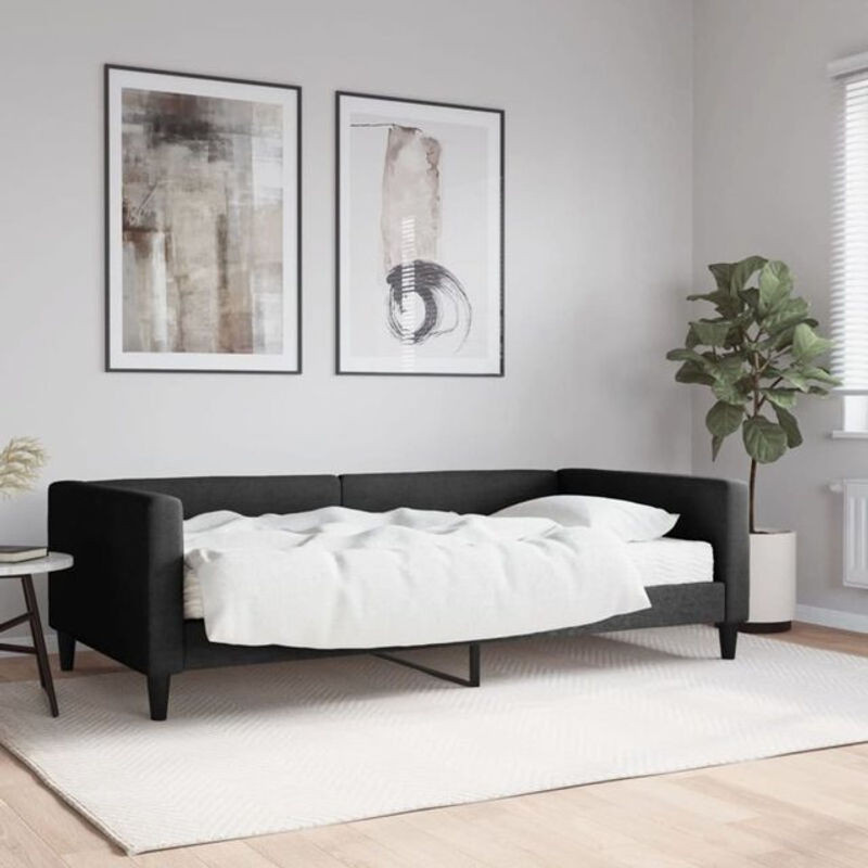 vidaxl Polsterbett Tagesbett mit Matratze aus Stoff und Metall in Schwarz B/T/H: 200 x 100 x 110 cm - Bild 1