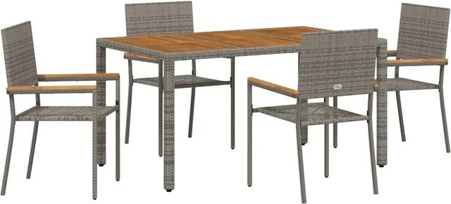vidaXL Garten Essgruppe 5-teilig aus Poly-Rattan und Akazienholz in Grau - Bild 1