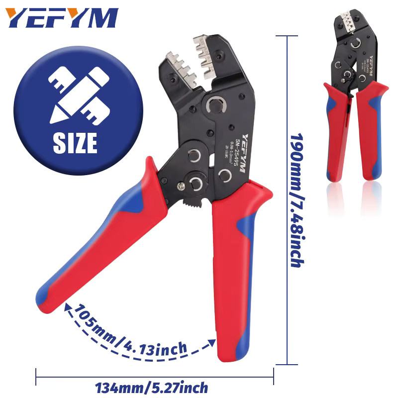 YEFYM Drahtratszange SN-2549S Crimpwerkzeug für PH2.0 XH2.54 2.8 3.0 3.96 KF2510 JST Terminals mit 0,08–1,0 mm2 AWG28–18 - Bild 4