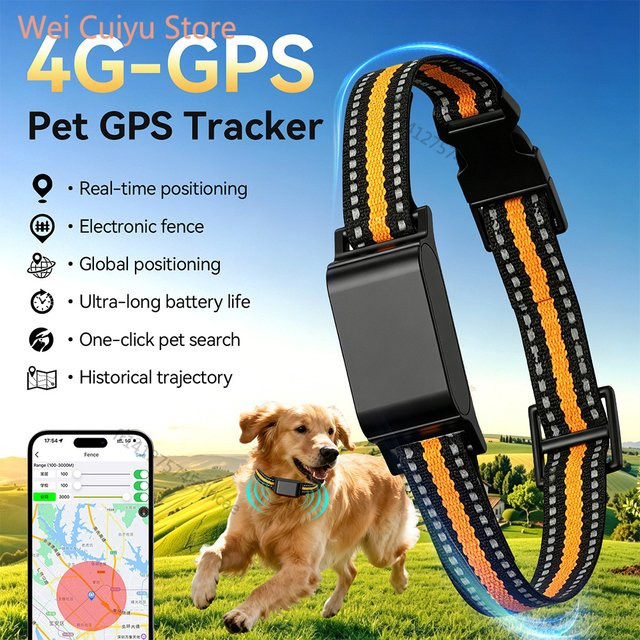 NUOYING GPS-Tracker-Halsband für Katzen und Hunde, IP67 wasserdichter Smart Pet Locator mit Echtzeit-WLAN-Standortverfolgung in Schwarz - Bild 1
