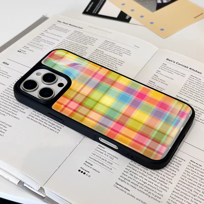 AIR PLUS Korean Style Gitter Handyhülle mit Anti-Drop-Schutz für iPhone 11 bis iPhone 17 Pro Max in Mehrfarbig - Bild 6