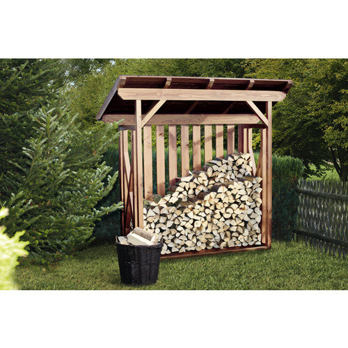 Kaminholzunterstand Lars 1 von Skan Holz aus Douglasienholz in Nussbaum braun, B/H/T: 240 x 234 x 102 cm - Bild 4