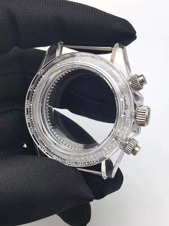 OUMASHI Chronograph, 39 mm, Acrylgehäuse, Gummi-Uhrenarmband, Silber - Bild 3