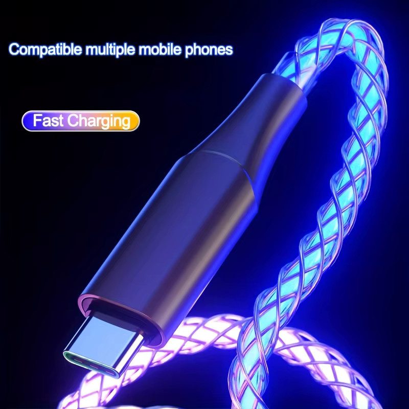 VBNM USB-C auf USB-C Schnellladekabel mit RGB-Atemlicht, Multicolour, kompatibel mit iPhone 16/15, Samsung S23/S22, Xiaomi 14/13 Pro und K60 - Bild 4