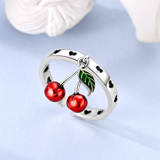 parmuz Offener Ring, 925 Silber, Kirschherz, Damen, Mädchen - Bild 1