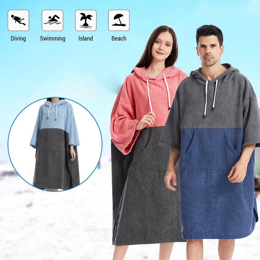 TOMTOP JMS Kapuzenhandtuch Poncho in See-Blau für Pool, Strand und Wassersport - Bild 1