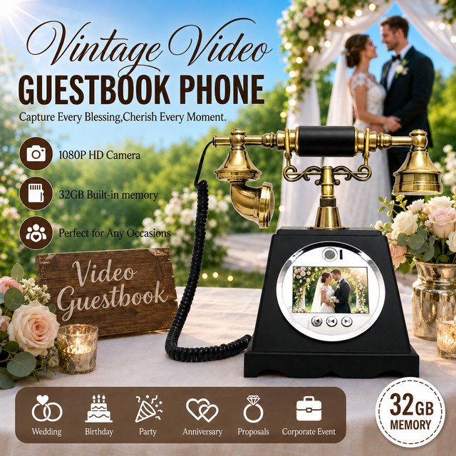 FEIYAQI Video-Gästebuch Camcorder für Hochzeiten und Partys in Schwarz oder Weiß - Bild 1