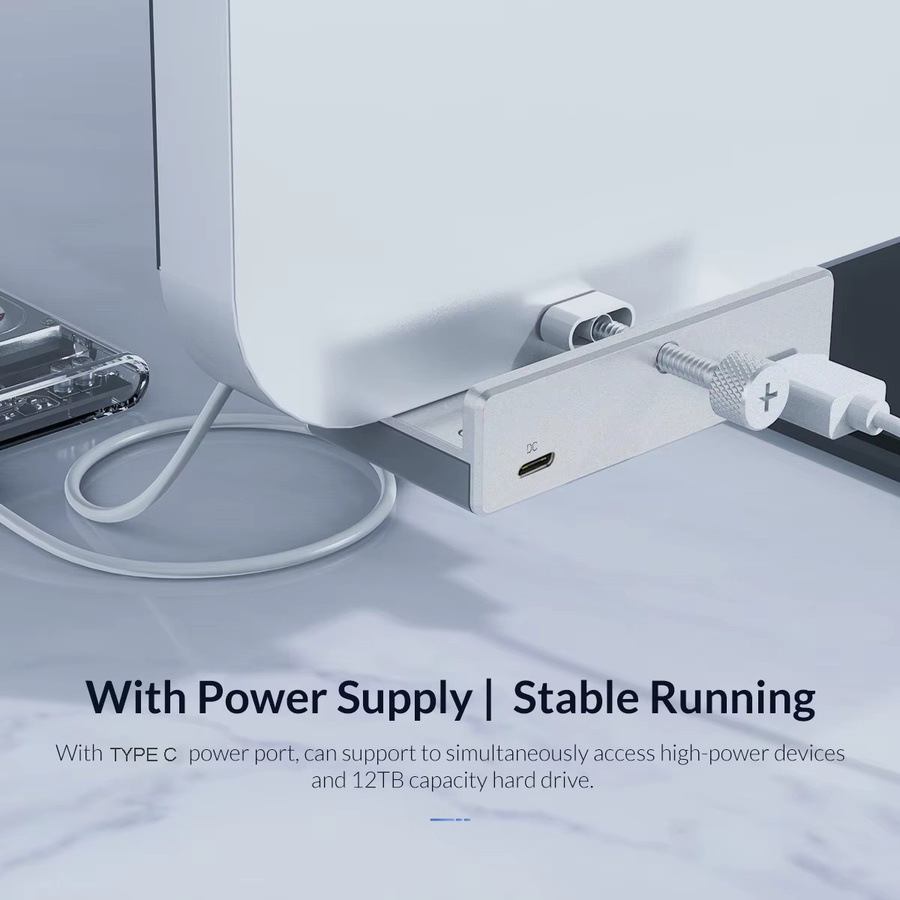 USB 3.0 Hub von kebidumei mit 6 Ports und Netzteil, silberner Clip-Typ Multi Splitter Adapter für 5G Hochgeschwindigkeits-Datenübertragung am Laptop - Bild 1