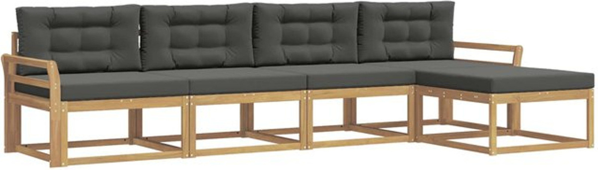 vidaXL Outdoor-Sofagarnitur aus Akazie und Polyester in Weiß und Anthrazit, 4-teiliges modernes Loungemöbel-Set - Bild 1