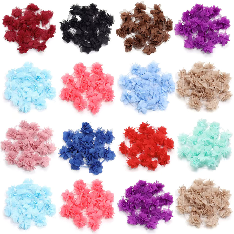 20 Stück bunte Chiffon Cluster Blumen aus Textil für DIY Hochzeit und Party Dekoration, Durchmesser: 5,5 cm - Bild 2