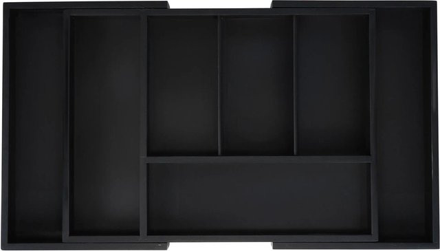 Relaxdays Besteckkasten aus Bambus und MDF, Schwarz, Ausziehbar, B: 37 cm, T: 28 cm, H: 5 cm - Bild 1