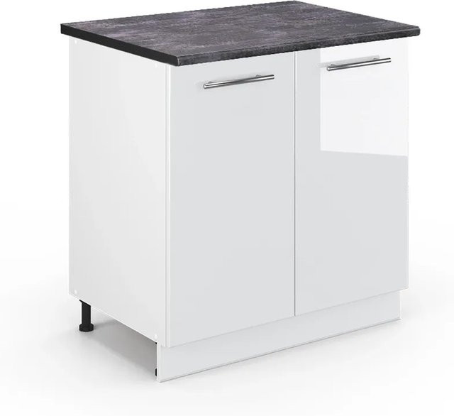 Vicco Spülenunterschrank Fame-Line Weiß Hochglanz mit Regal in Anthrazit, B/T/H: 80 x 60 x 82 cm - Bild 1