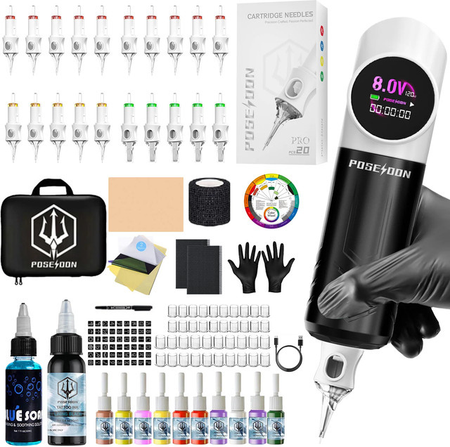 POSEIDON V6 Tattoo Kit, Permanent Make-Up Tattoo Maschine, Drahtlos - Bild 1