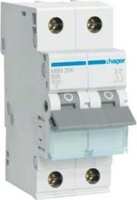 Hager Leitungsschutzschalter MBN206 2-polig 6A 400V weiß - Bild 1