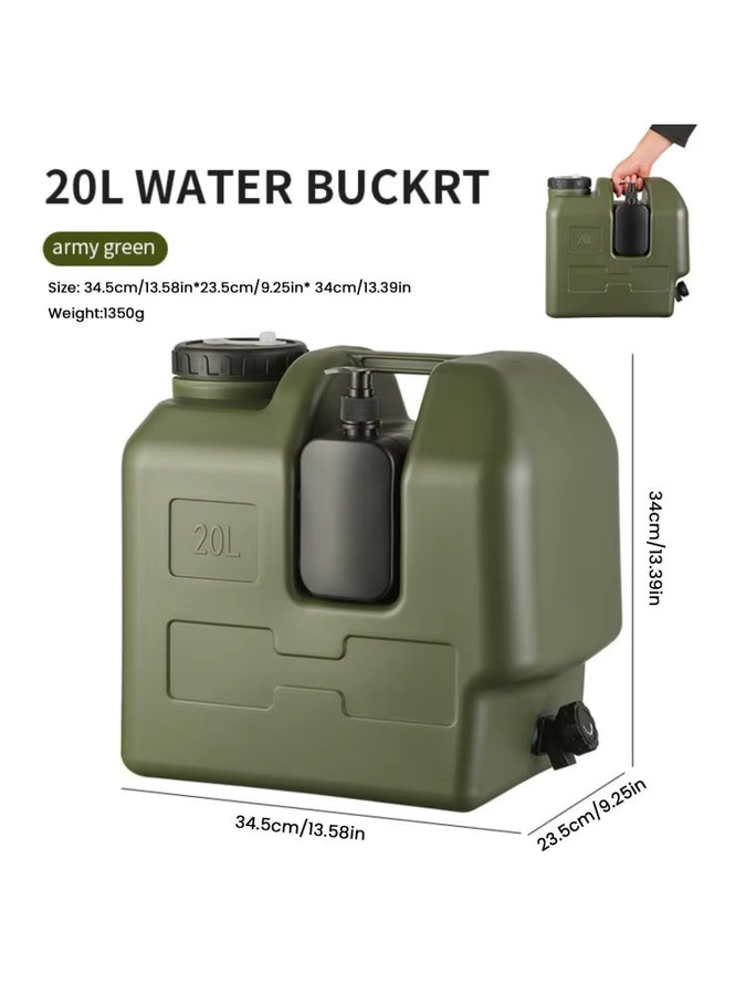 APWIKOGER Tragbarer Camping-Wasserbehälter mit Zapfhahn und Seifenspender, 20 l, Grün, BPA-freier Wassertank für Outdoor und Auto - Bild 7