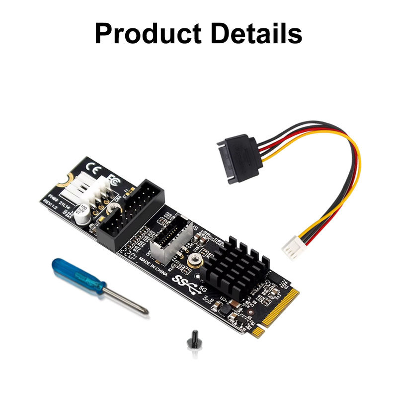 T.F.SKYWINDINTL M.2 M-Key PCIe zu USB 3.1 Typ-C und 19/20 Pin Erweiterungskarte PH69 in Schwarz - Bild 6