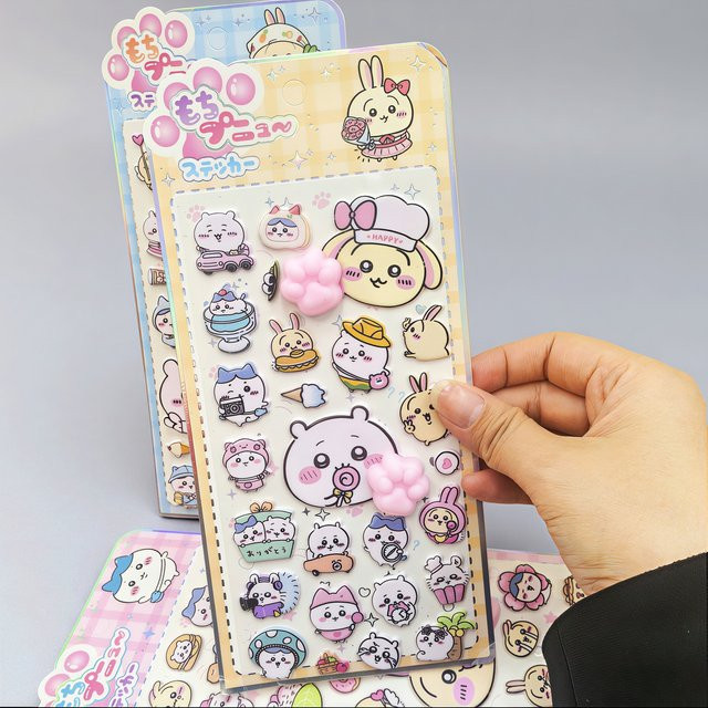 jiyi Niedlicher 3D Puffy Relief Aufkleber Squishy Spielzeug, Katzenpfoten-Stressabbau-Aufkleber, Hachiware & Usagi Kawaii Po-Patch - Bild 1