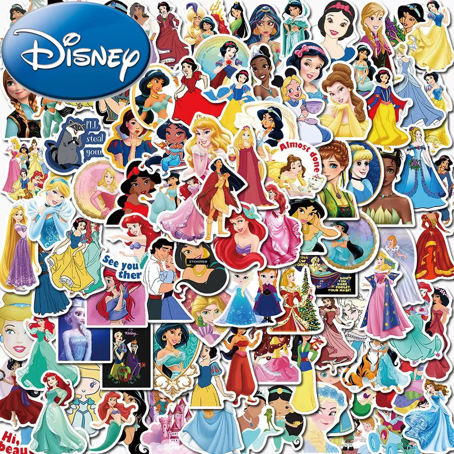 Disney Anime Prinzessin Aufkleber Set mit Elsa, Schneewittchen und Ariel in Multicolour für DIY Skateboard, Gitarre oder Handy - Bild 2