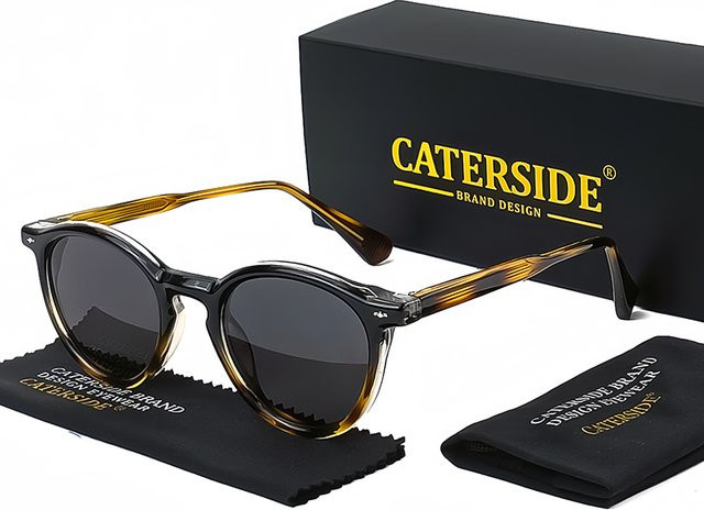 CATERSIDE Runde Sonnenbrille, Vollrand, Kunststoff, braun, Unisex, polarisiert - Bild 1
