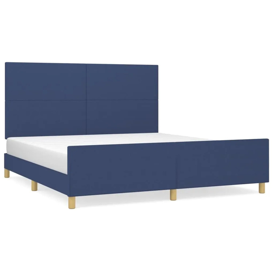 vidaXL Bettgestell mit Kopfteil in Blau aus Stoff und Holz B/T/H: 180 x 203 x 186 cm - Bild 2