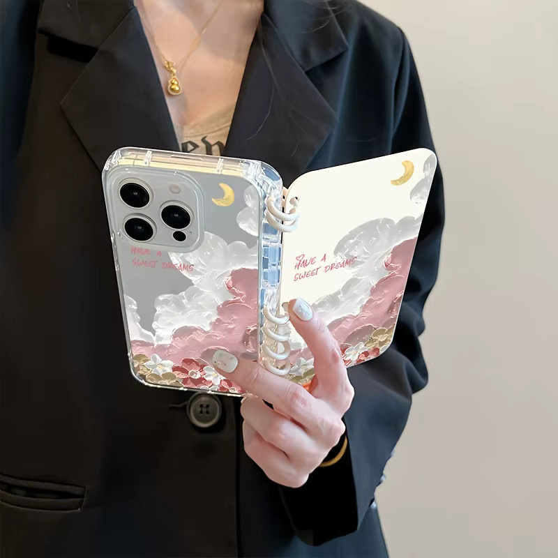 Sturzsichere Flip-Handyhülle im Ölgemälde-Stil für iPhone 17, 16, 15, 14, 13, 12, 11 Pro/Max/Plus in Weiß und Mehrfarbig - Bild 2