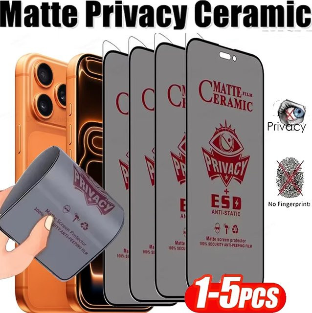 AKABEILA Matte Keramik-Sichtschutzfolie für iPhone 17 Pro Max bis iPhone 11 Pro Max XS 7 8 Plus Anti-Spy-Film Transparent - Bild 1