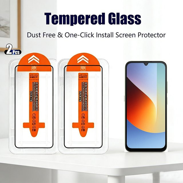 2 Stück Displayschutzfolie aus gehärtetem Glas für Xiaomi Redmi A7 Pro Turbo 5 Max Turbo 5 Turbo 4 Pro Turbo 4 Turbo 3, transparent mit staubdichter Installation - Bild 1