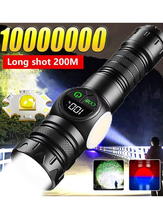Mikenoon Taktische LED-Taschenlampe mit USB-Aufladung, Magnet und COB-Seitenlicht in Schwarz - Bild 6