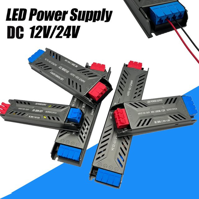 YSRSAI LED Treiber Netzteil für COB 5050 LED Lichter, Ultra Dünn, Schwarz, 60W, DC 12V 24V - Bild 1