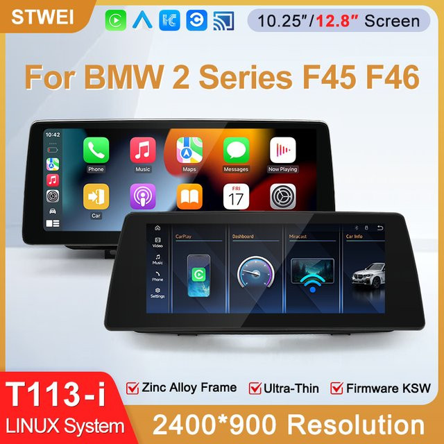 STWEI Slim-Screen Linux-System KSW Auto-Player mit 12,8 Zoll Display und 2400x900 Auflösung für BMW 2er F45 F46 in Schwarz mit kabellosem CarPlay - Bild 1