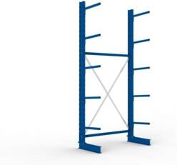 Meta Kragarmregal Grundregal IPE120 einseitig in Enzianblau mit 5 Kragarmen pro Ständer, B/T/H: 300 x 130 x 50 cm - Bild 1